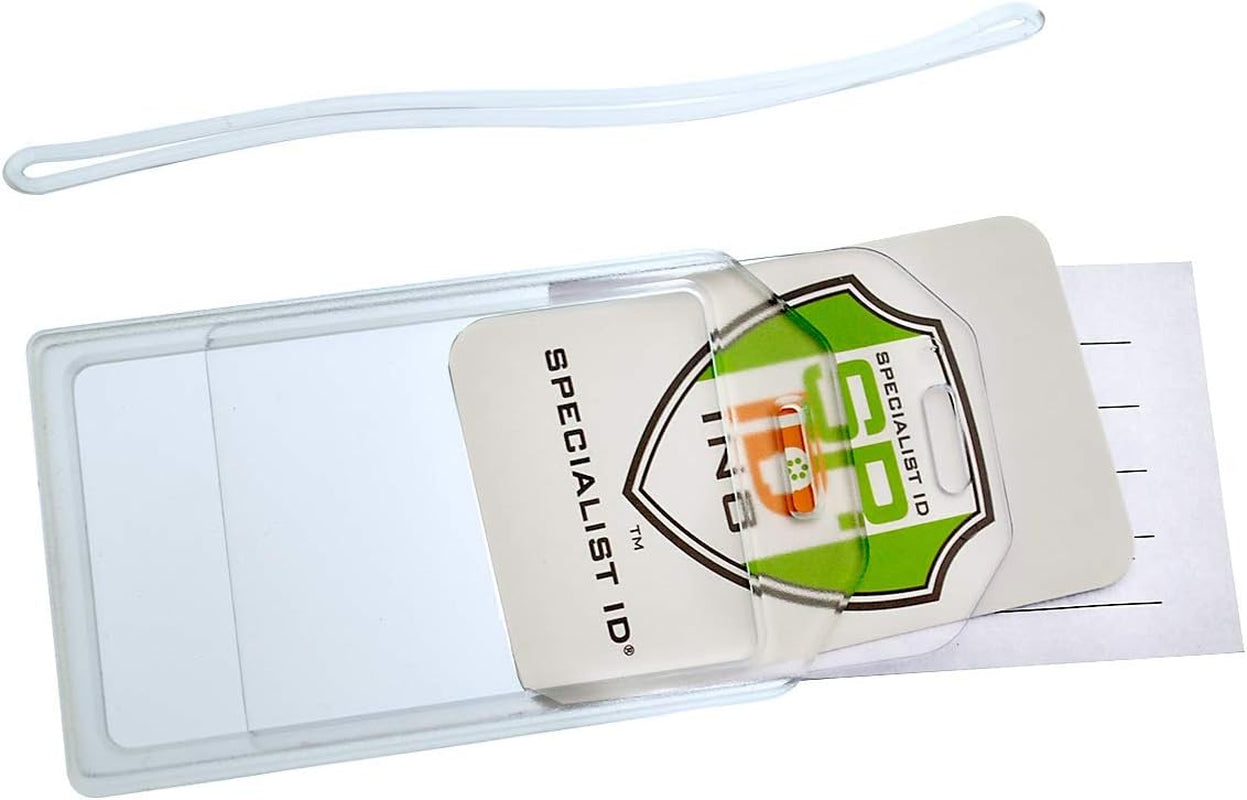 5 Pack - Premium Rigid Airline Luggage Tag Holders with 6" Worm Loops - Heavy Duty Hard Plastic -Suitcase ID Tag Identifiers with Business Card Insert Window by  (Translucent/Clear)