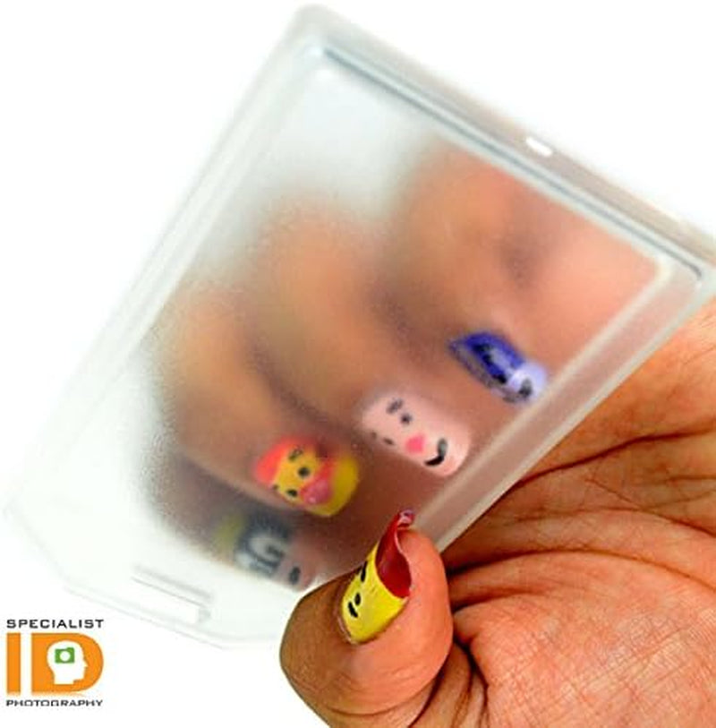 5 Pack - Premium Rigid Airline Luggage Tag Holders with 6" Worm Loops - Heavy Duty Hard Plastic -Suitcase ID Tag Identifiers with Business Card Insert Window by  (Translucent/Clear)